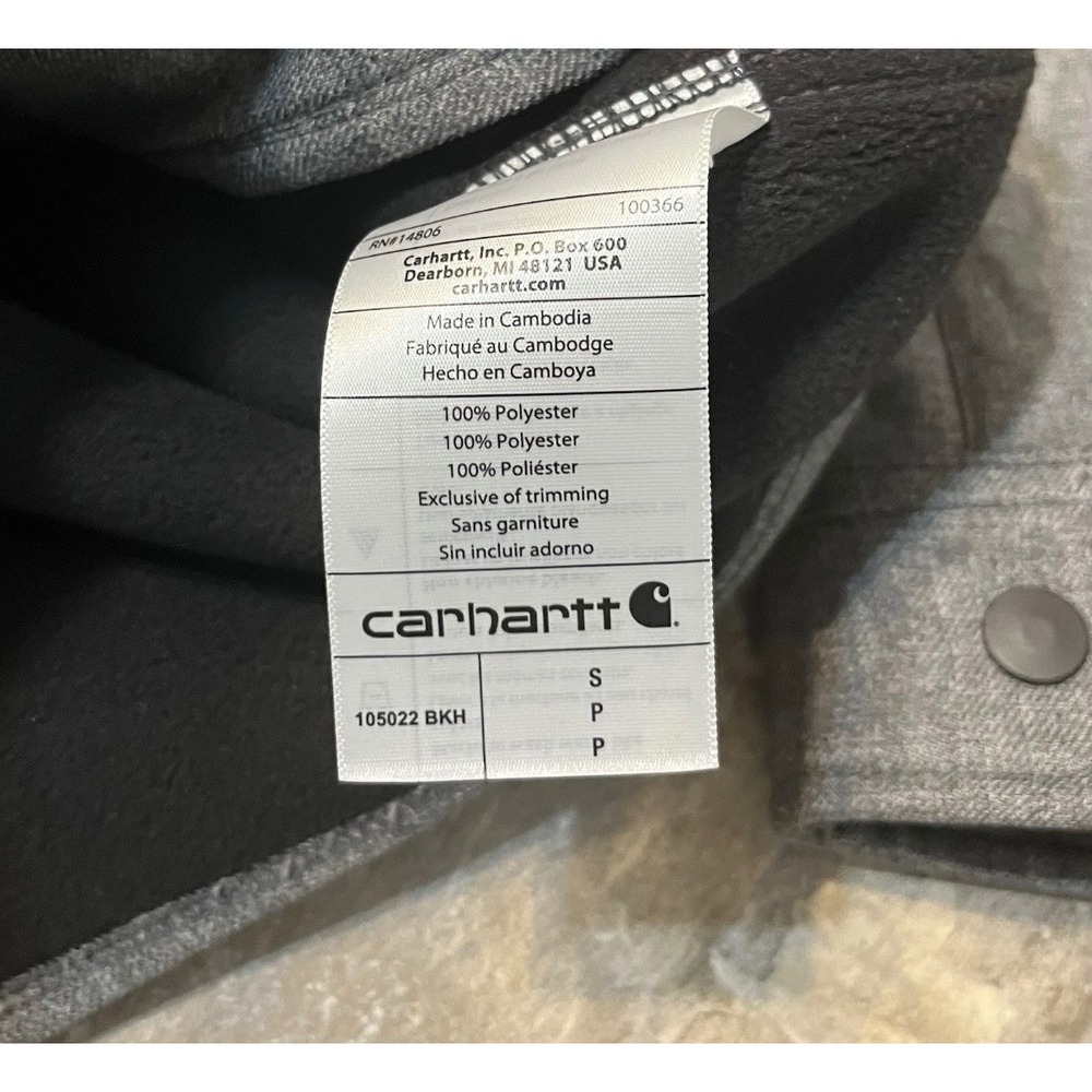 Carhartt Jacket Mens Small Gray Snap Button Rain Defender Fleece Lined 105022 - Picture 4 of 7